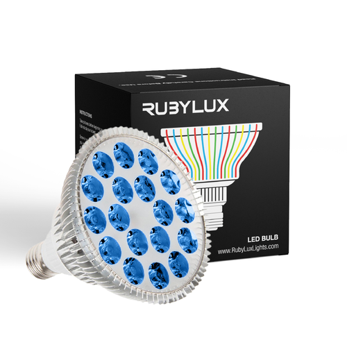 RubyLux All Blue LED Bulb - Size Large – 2nd Generation - 120V for US