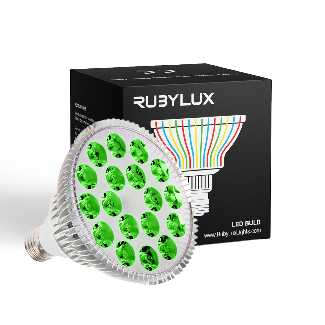 RubyLux All Green LED Bulb - Size Large – 2nd Generation      - 220V for EUROPE