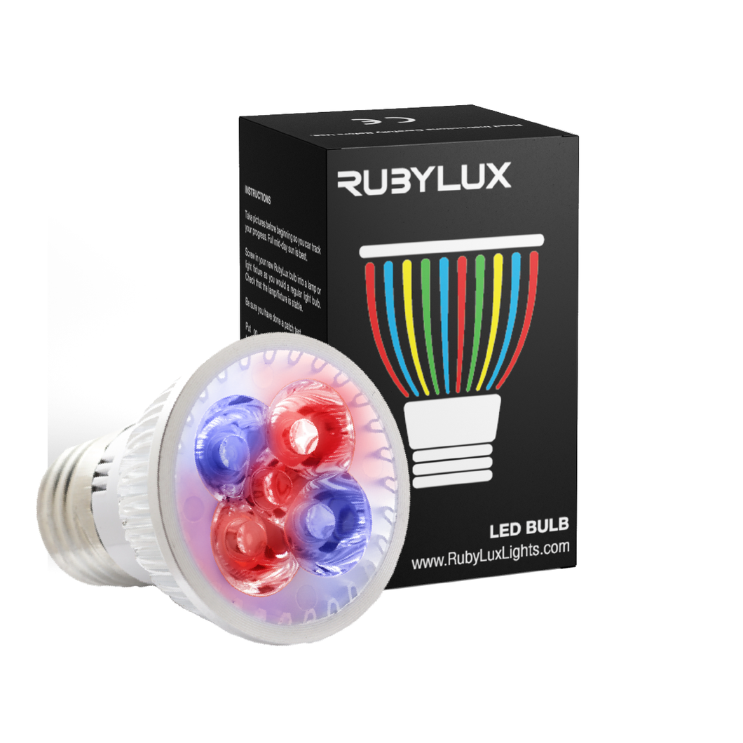 RubyLux Red & Blue LED Bulb - Small - 2nd Generation Europe & Australia 220V