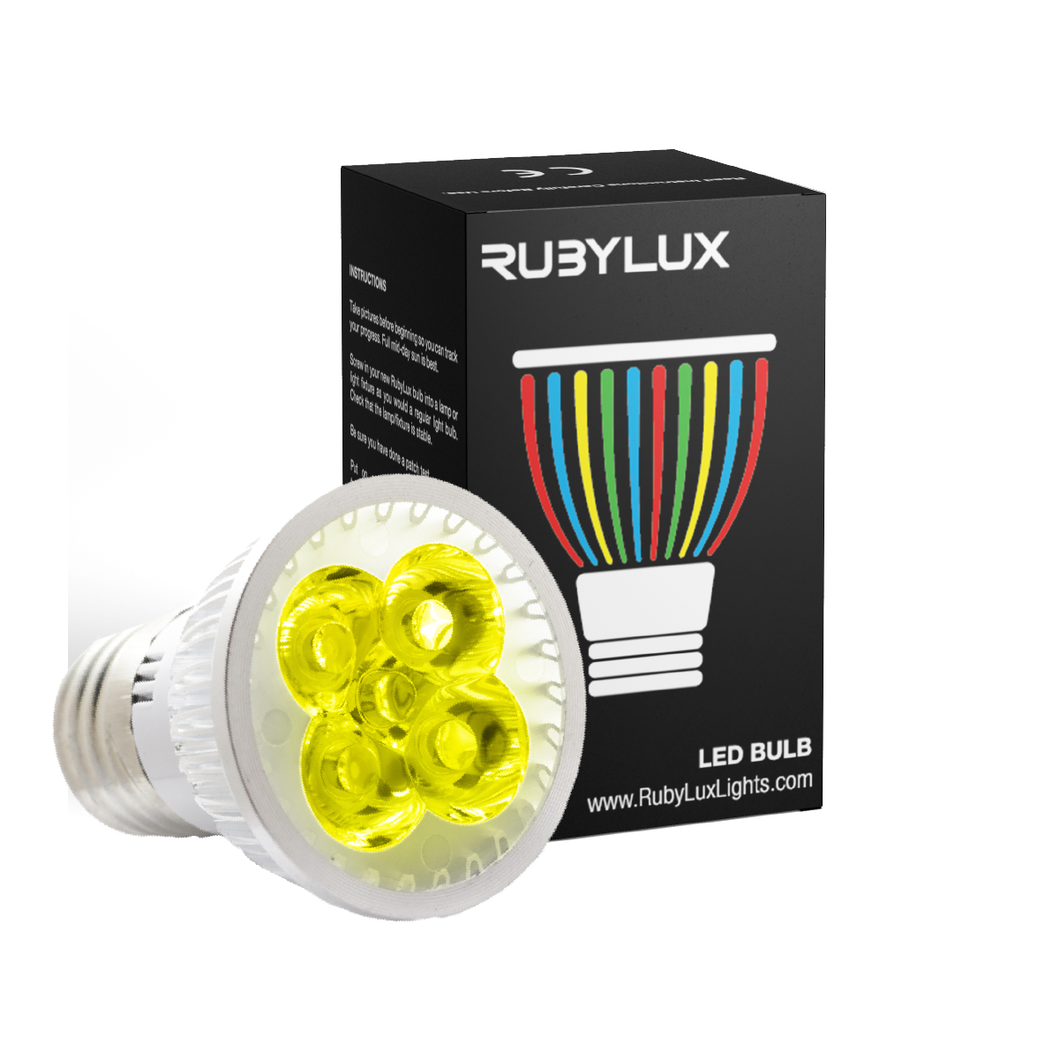 RubyLux Amber Yellow LED Bulb - Size Small - 2nd Generation for US & Canada 120V