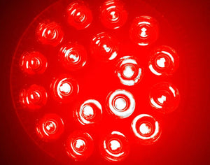 RubyLux All Red LED Bulb Size Large Switched On